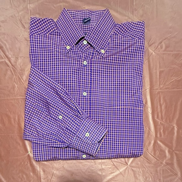 Jeff Rose 100% Cotton Golf Button Down Shirt Blue/Yellow/Red Check Print Large - Picture 2 of 12